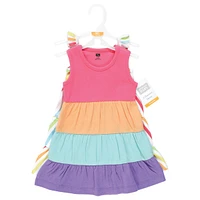 Hudson Baby Toddler, Child Girl Cotton Dresses, Rainbow Stripe