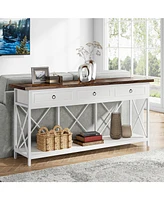 Tribesigns 70.8" Console Table with 3 Drawers, Farmhouse Entryway Table with Storage Shelf, Narrow Long Sofa Foyer Table for Entryway, Hallway