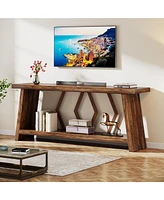 Tribesigns 70.86-Inch Long Sofa Table for Living Room, 2-Tier Narrow Console Table with Storage, Wood Foyer Entryway Couch Table for Hallway, Entrance