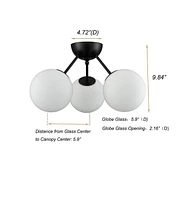 Moose Globe Sputnik Chandelier Black Ceiling Light- 3 Light