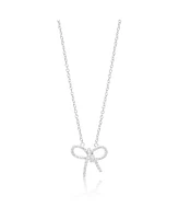 Silver Bow Necklace Set with Cubic Zirconia