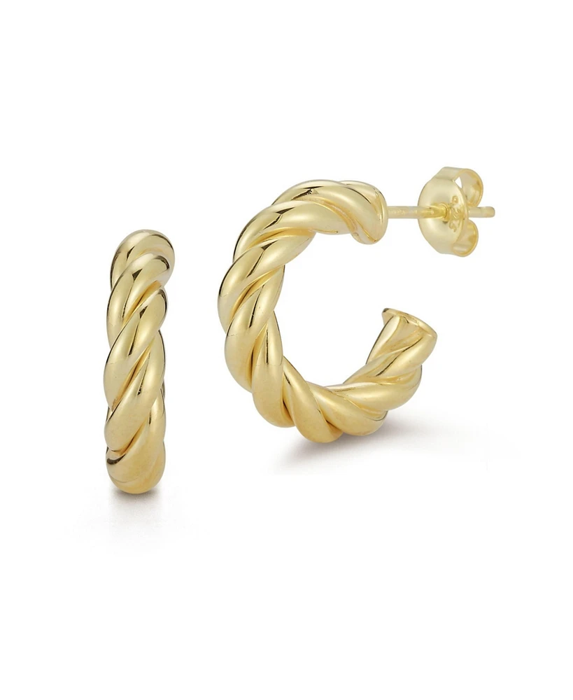 Rachel Zoe 14K Gold Plated Sterling Silver Small Twist Hoop Earrings