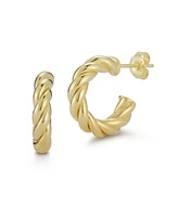 Rachel Zoe 14K Gold Plated Sterling Silver Small Twist Hoop Earrings