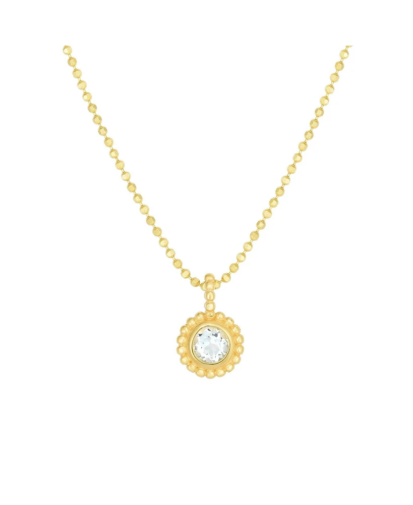 The Lovery Aquamarine Beaded Bezel Necklace 14K Gold