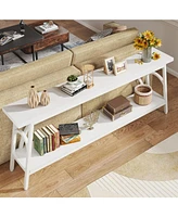 Tribesigns Extra Long Sofa Tables, 70.8”Console Table for Entryway, Modern Wood Console Table 2 Tier Tv Stand, Behind Couch Table for Living Ro