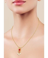 Rachel Zoe Gold Plated Gem and Pearl Pendant Necklace