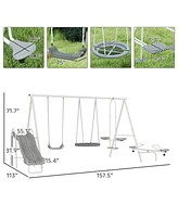 Outsunny Swing Set for Backyard, 5 in 1 Outdoor Playset,