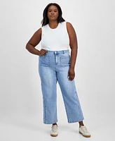And Now This Trendy Plus High-Rise Wide-Leg Cutwork Jeans, Exclusively at Macy's