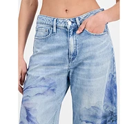 Guess Women's Bellflower Printed Wide-Leg Jeans