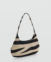 Mango Women's Zebra Print Leather Bag