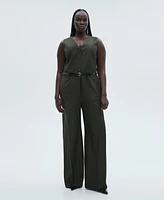 Mango Women's Belted Pinstripe Jumpsuit