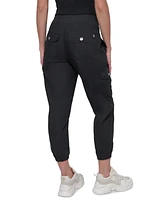 Dkny Sport Women's Cotton Ribbed-Waist Jogger Cargo Pants