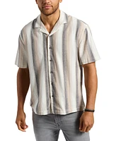 Buffalo David Bitton Men's Short Sleeve Striped Button Up Camp Shirt