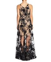 Dress the Population Women's Sydney Lace Floral-Applique Gown