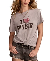 Lucky Brand Women's I Love Wine Boyfriend Short-Sleeve T-Shirt