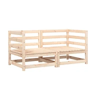 Patio Sofas Corner with Cushions 2 pcs Solid Wood Pine