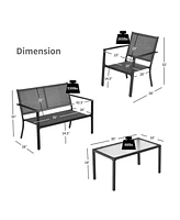Gymax 4 Pcs Patio Furniture Set Sofa Coffee Table Steel Frame Garden