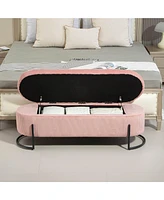 Upholstered Storage Ottoman Bench, Entryway Bench, End-of-Bed Bench for Bedroom & Living Room-The Pop Home