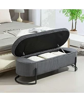 Upholstered Storage Ottoman Bench, Entryway End-of-Bed Bench for Bedroom & Living Room-The Pop Home