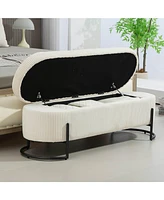 Upholstered Storage Ottoman Bench, Entryway End-of-Bed Bench for Bedroom & Living Room-The Pop Home