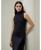 Minimalist Sleeveless Turtleneck Top for Women