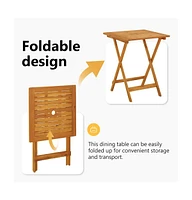 Folding Patio Table 23.6"x23.6"x29.5" Solid Acacia Wood