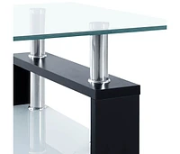 Coffee Table Black and Transparent 37.4"x21.7"x15.7" Tempered Glass