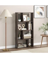 4-Tier Geometric Bookshelf with 8 Cubes for Living Room Bedroom