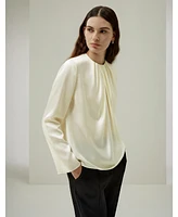 Silk Ruched-Neck Top for Women