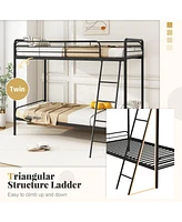 Space-Saving Heavy Duty Metal Bunk Bed with Built-In Ladder