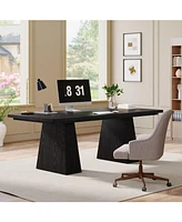 Tribesigns 63-Inch Executive Desk, Large Office Computer Desk with Double Pedestal, Modern Simple Workstations Writing Table Conference Business