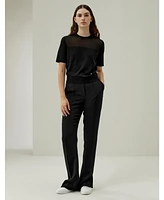 Sophisticated Dual-Knit Silk T-Shirt for Women