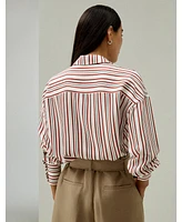 Oversized Striped Silk-Twill Shirt for Women