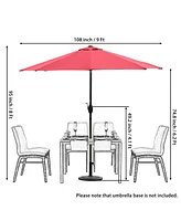 9ft Patio Umbrella Outdoor Umbrella Patio Market Umbrella with Push Button Tilt and Crank(Red)