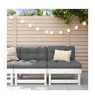 Patio Middle Sofas 2 pcs White Solid Wood Pine