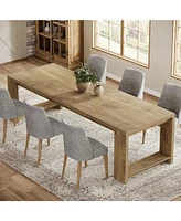 Tribesigns 86.61-Inch Dining Table for 6-8, Farmhouse Narrow Kitchen Table with Wood Pedestal Base, Extra Long Rectangular Dinner Table for Living Roo