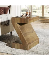 Tribesigns Wood Side End Table for Living Room, Bedside Nightstand for Bedroom, Z-Shaped