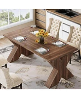 Tribesigns 63-Inch Dining Table for 4, Farmhouse Wood Kitchen Table Dinner Table for Dining Room
