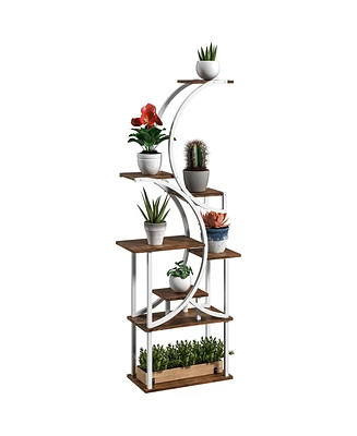 Outsunny 8 Tier Plant Sd, 62" S-Shaped Shelf, ish