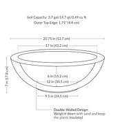 Percival 20.75" Shallow Outdoor Planter Bowl for Flowers and Succulents - Polyresin Double-Walled Design Sand Set of 2
