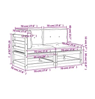 Patio Sofa with Cushions 2-Seater Solid Wood Pine