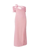 Quiz Plus One Shoulder Satin/Scuba Crepe Maxi Dress