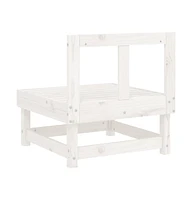 Patio Middle Sofa White Solid Wood Pine