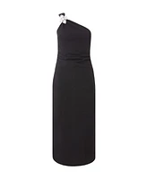 Quiz Women's Asymmetric Scuba Crepe Maxi Dress with Embellished Detail