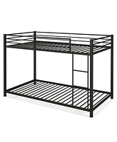 Low Profile Twin Over Metal Bunk Bed with Full-length Guardrails-Silver