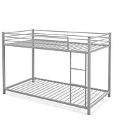 Low Profile Twin Over Metal Bunk Bed with Full-length Guardrails-Silver