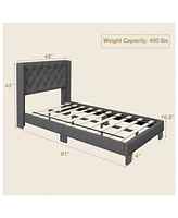 Twin/Full/Queen Size Upholstered Platform Bed with Button Tufted Headboard-Twin Size