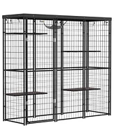 PawHut Weld Wire Catio Outdoor Indoor w/ Waterproof Cover, for 1-3 Kittens