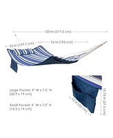 Quilted Fabric Double Outdoor Hammock - 2-Person with Metal Curved Spreader Bars Catalina Beach
