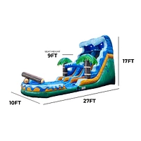 Xjump 17 Tall Jungle Falls Inflatable Dual Lane Water Slide with Detachable Pool, Tall Seating Height, Commercial Grade, Pvc Vinyl, Outdoor Backyard,